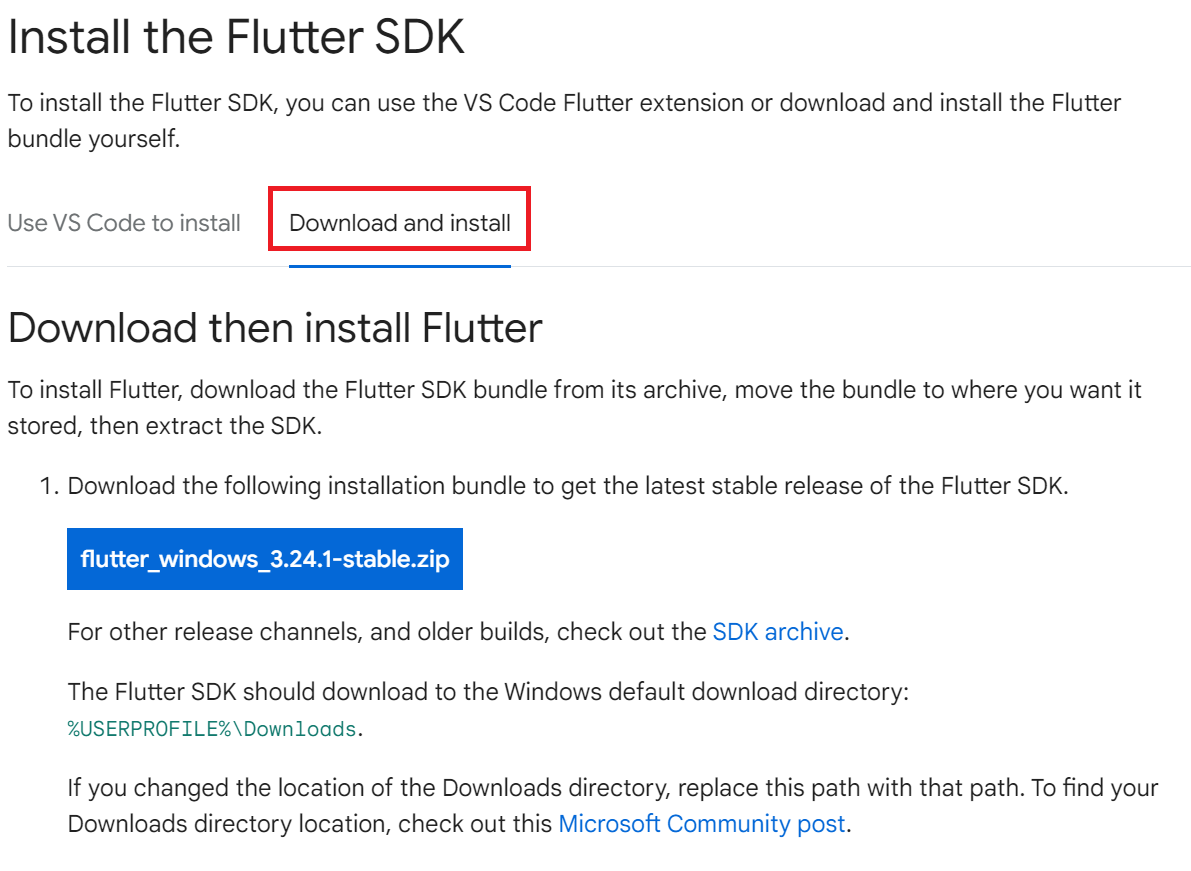 Install the Flutter SDK