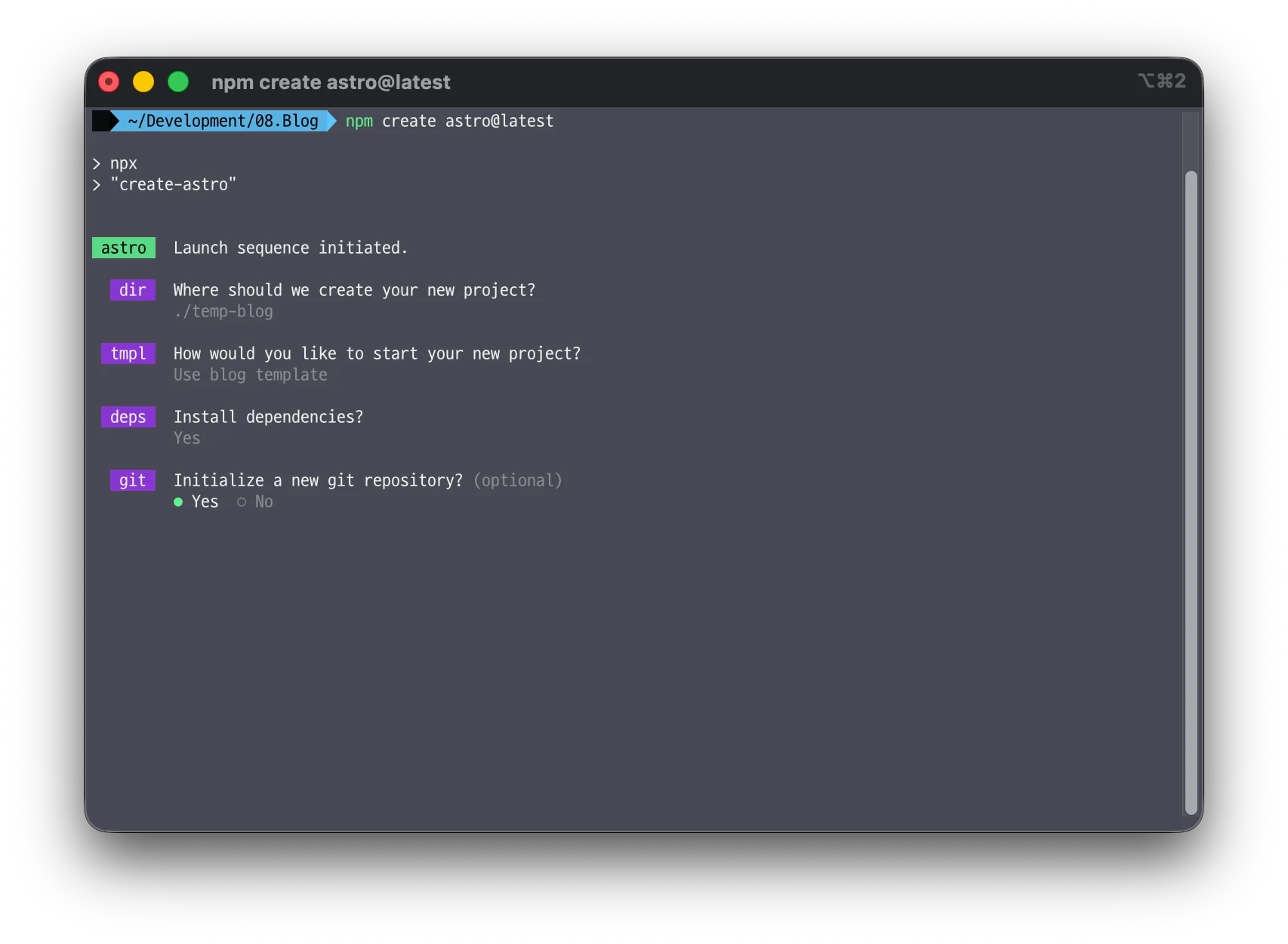 Initialize a new git repository?
